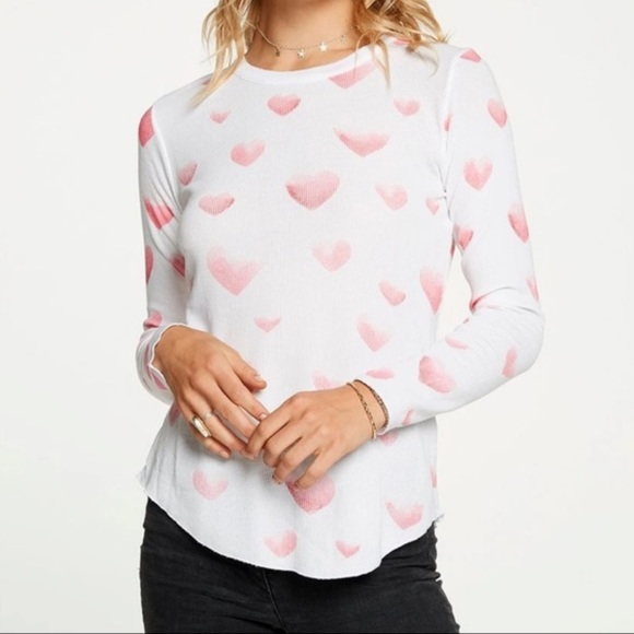 Chaser Tops - NWT CHASER LONG SLEEVE TOP IN HEART PRINT